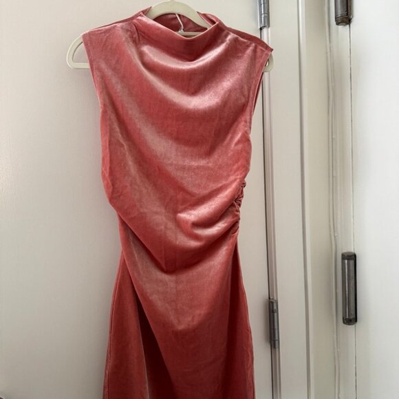 Reformation Alden Knit Dress Light Pink Velvet - Size XS - Picture 2 of 3